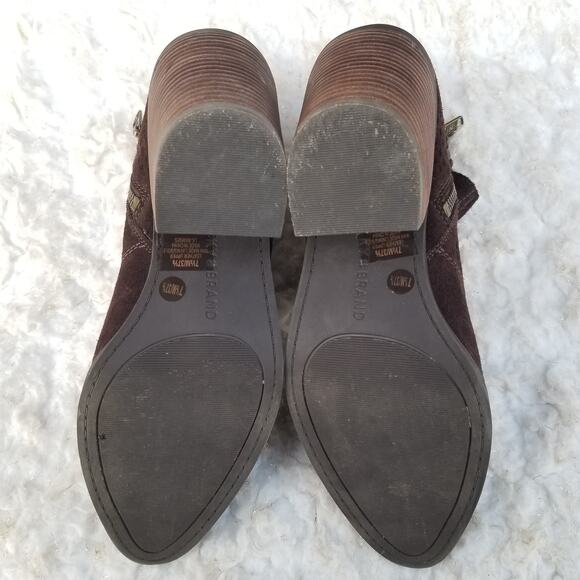 Brown Ankle Boots Suede Perforated Leather Booties Lucky Brand Ramses Size 7.5 - Picture 10 of 12